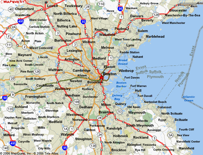 Boston, MA map for Massachusetts Real Estate.
