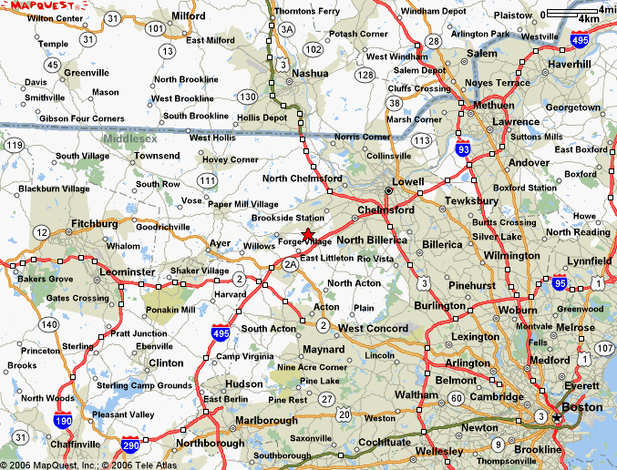 Westford, MA map for Massachusetts Real Estate.