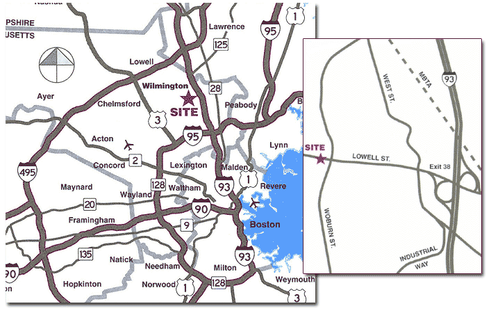 Enlarged area map of 205 Lowell Street