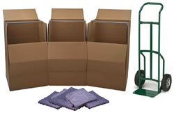 Returnable wardrobe boxes, padded furniture blankets and a hand cart are included as part of every econoMoves package.