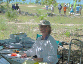 Marlene helping with registration