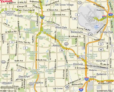 Addison, IL map for delivery and courier service.