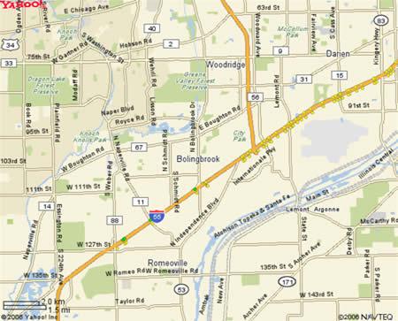 Bolingbrook, IL map for delivery and courier service.