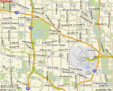 Elk Grove Village, IL map for delivery and courier service.