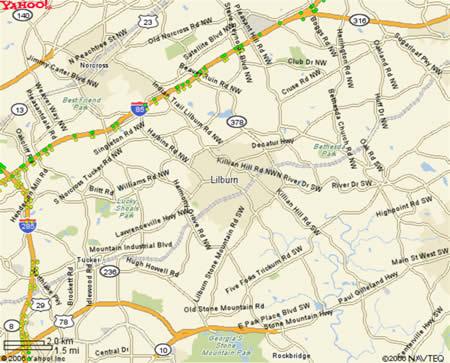 Lilburn, GA map for delivery and courier service.
