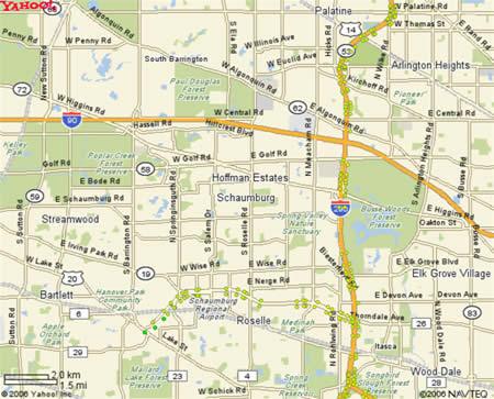 Schaumburg, IL map for delivery and courier service.