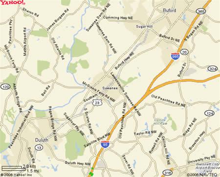 Suwanee, GA map for delivery and courier service.