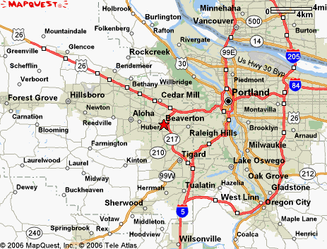 Beaverton, OR map for delivery and courier service.