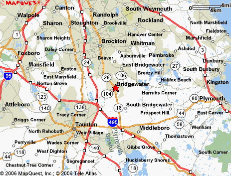 Bridgewater, MA map for delivery and courier service.